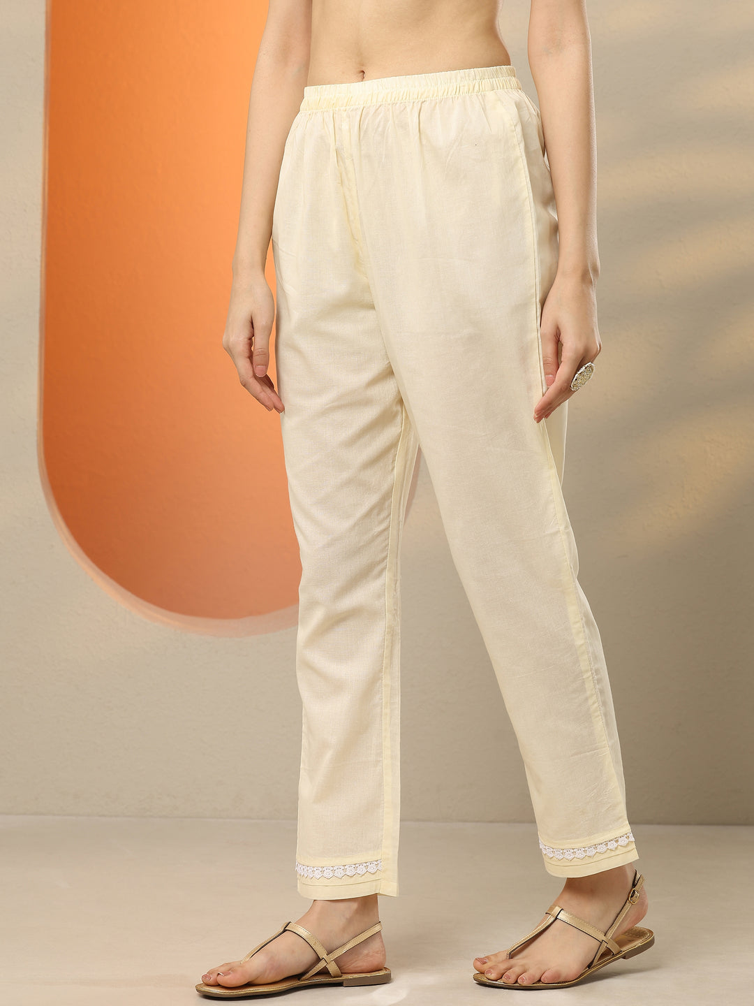 Off White Embroidered Cotton Straight Suit Set With Dupatta