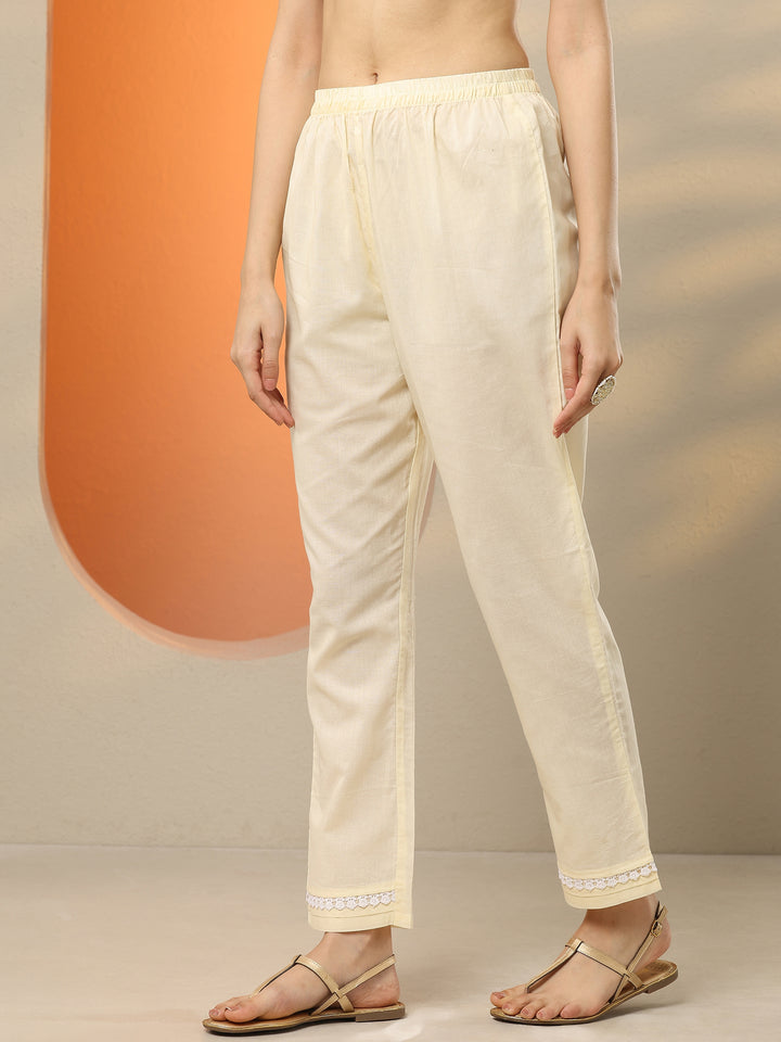 Off White Embroidered Cotton Straight Suit Set With Dupatta