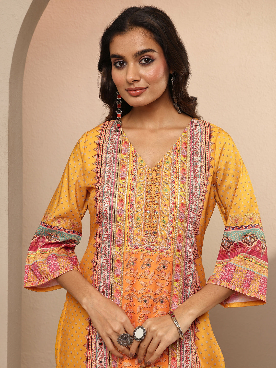 Multi Printed Silk Blend Straight Suit Set With Dupatta