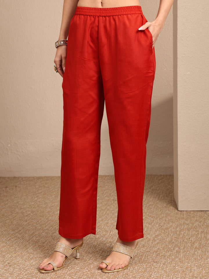 Orange Embroidered Crepe A-line Suit Set With Dupatta