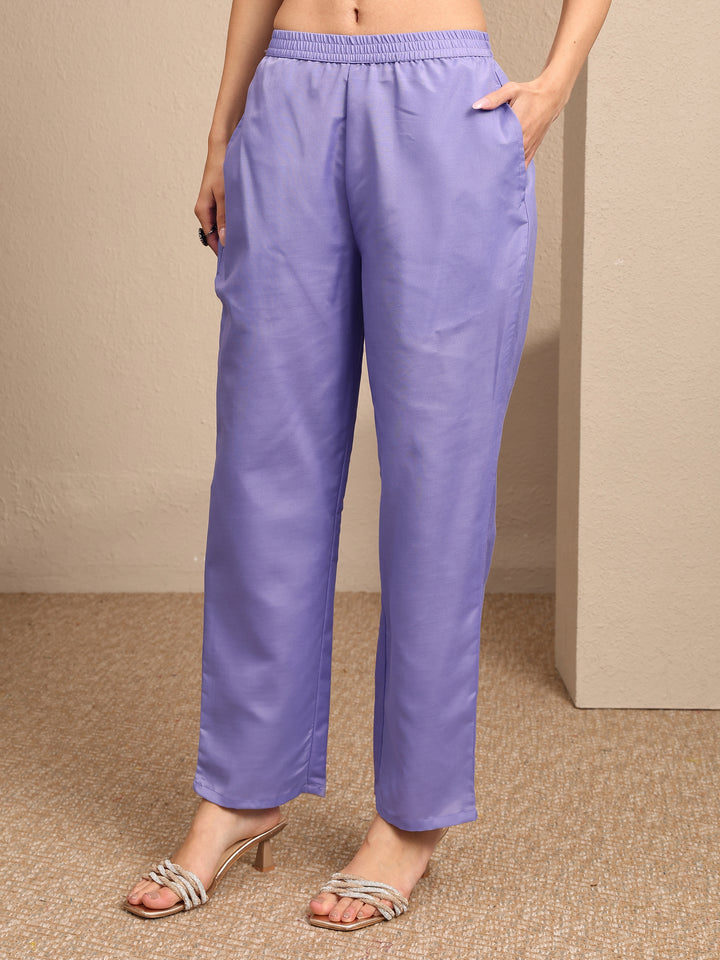 Lavender Embroidered Organza Straight Suit Set With Dupatta