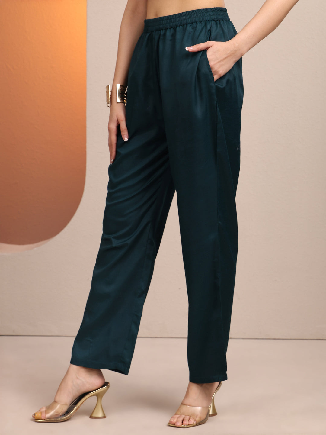 Teal Embroidered Chinon Straight Suit Set With Dupatta