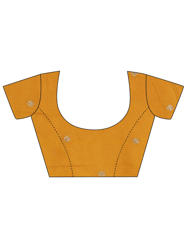 Mustard Striped Woven Design Chiffon Saree With Unstitched Blouse Piece