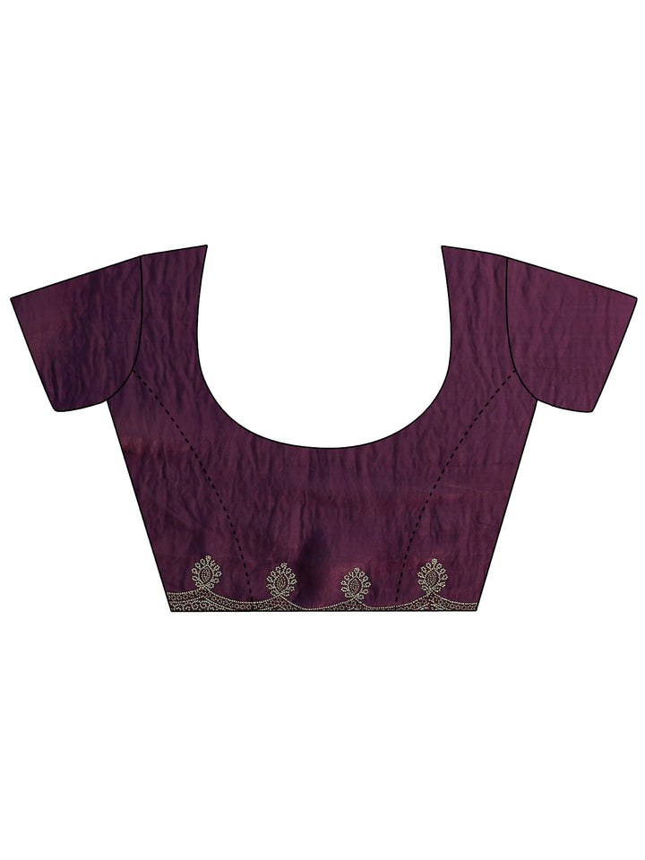 Burgundy Solid Satin Saree With Unstitched Blouse Piece