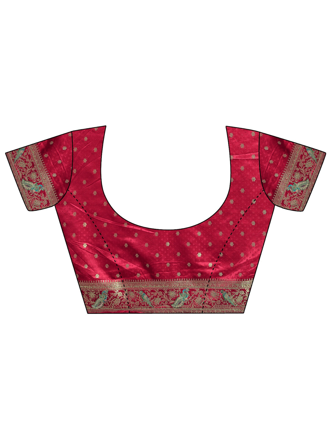 Libas Art Green Ethnic Woven Design Satin Saree With Unstitched Blouse Piece