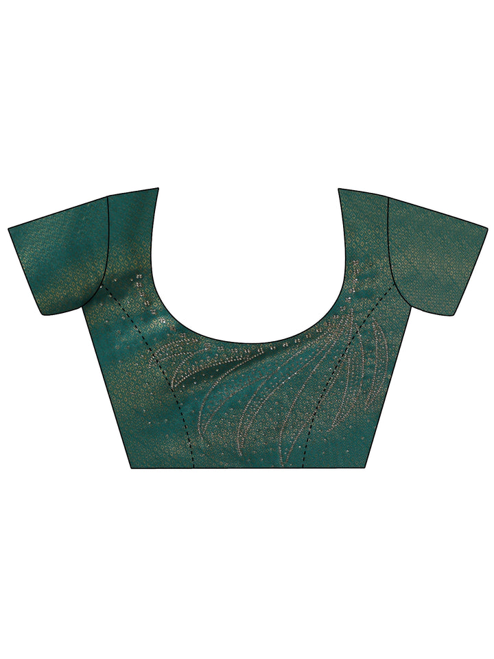 Libas Art Blue Floral Woven Design Silk Blend Saree With Unstitched Blouse Piece