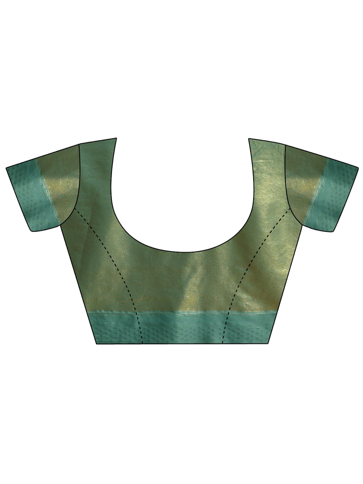 Green Floral Woven Design Silk Blend Saree With Unstitched Blouse Piece