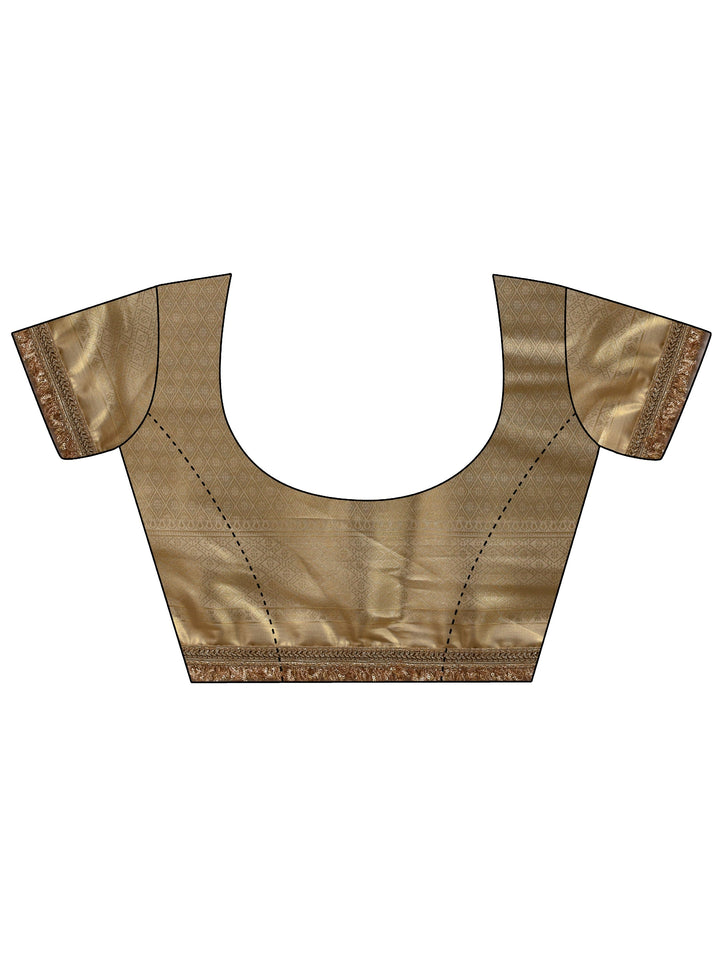 Gold Ethnic Woven Design Silk Blend Saree With Unstitched Blouse Piece