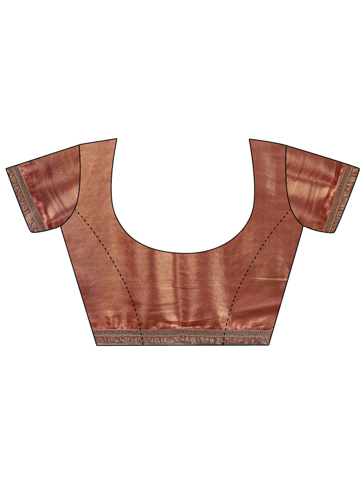 Peach Ethnic Woven Design Silk Blend Saree With Unstitched Blouse Piece