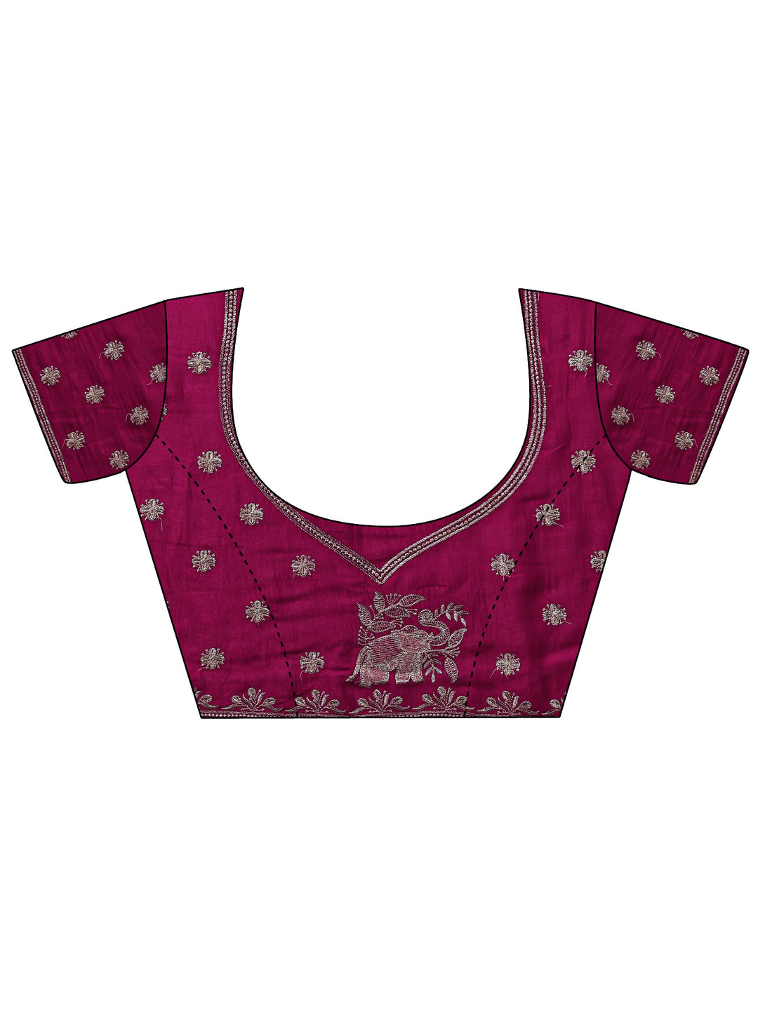 Pink Floral Embellished Silk Blend Saree With Unstitched Blouse Piece