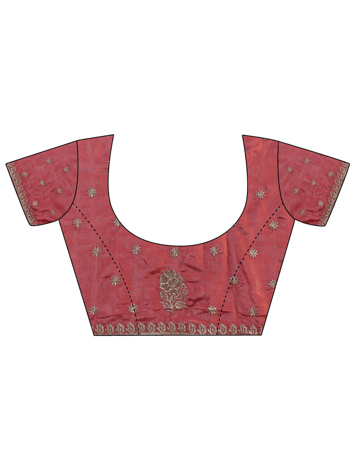 Mauve Floral Embellished Satin Saree With Unstitched Blouse Piece