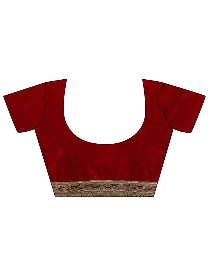 Red Bandhani Printed Tissue Saree With Unstitched Blouse Piece