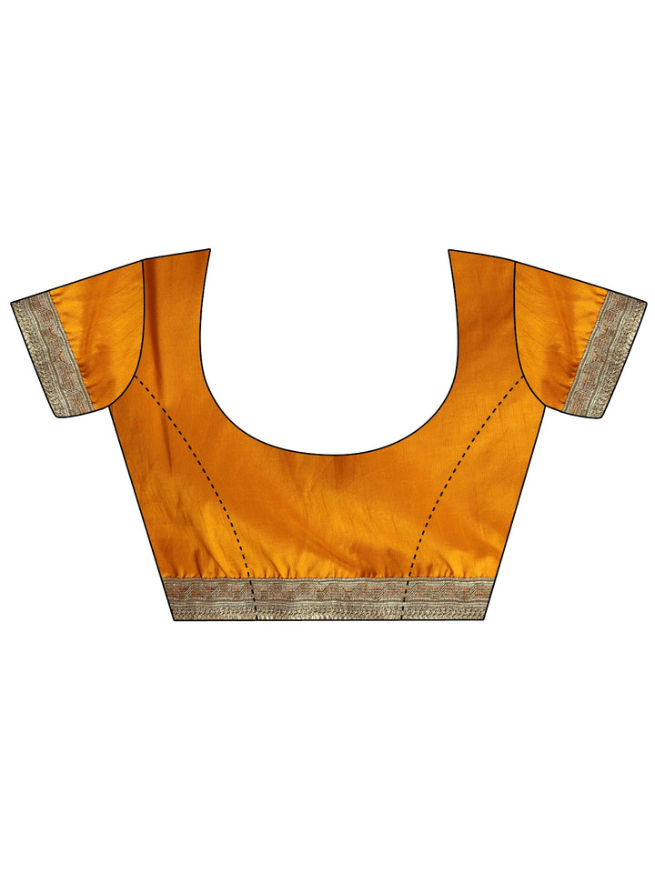 Mustard Bandhani Printed Tissue Saree