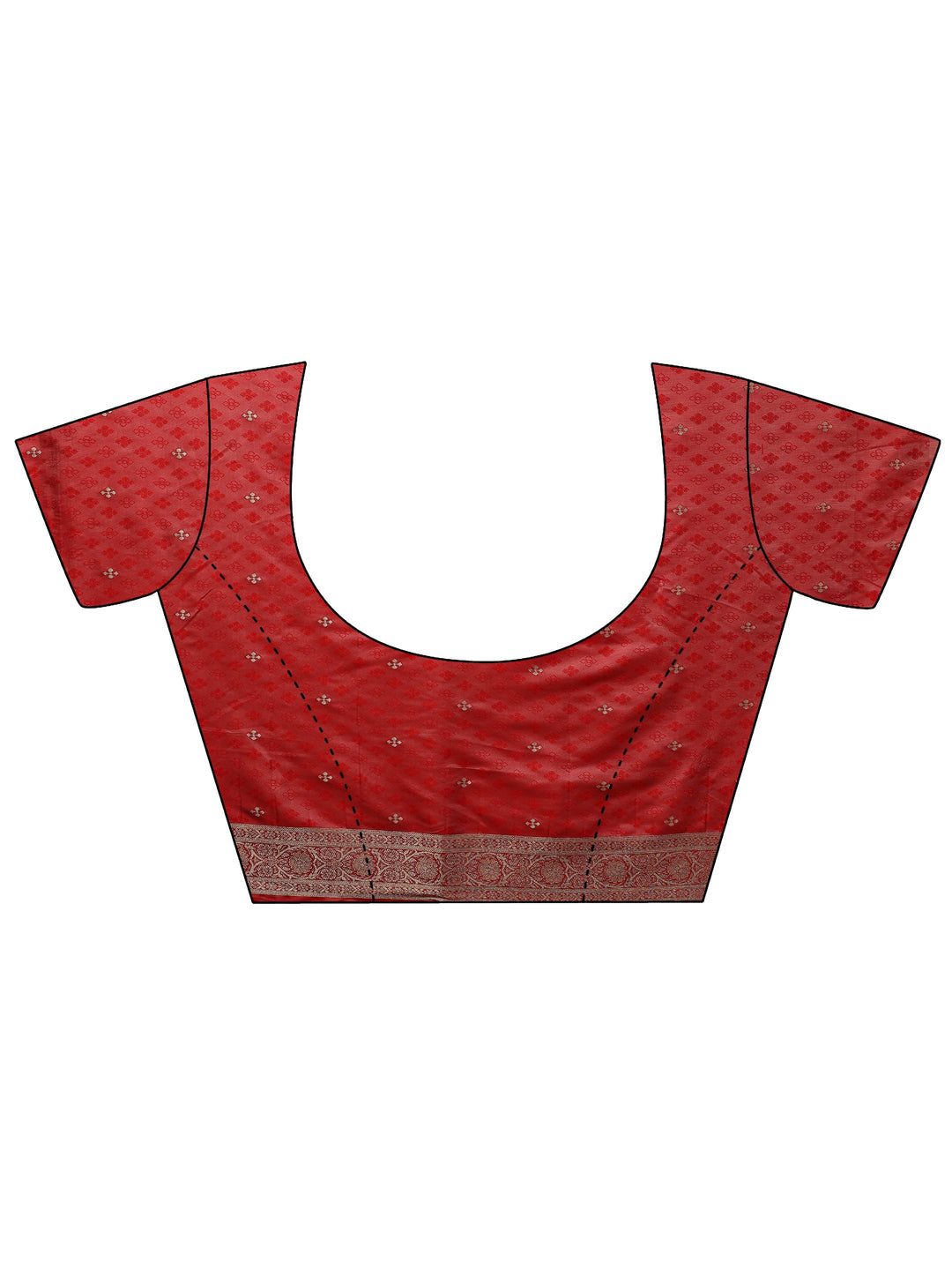 Coral Floral Woven Design Silk Blend Saree With Unstitched Blouse Piece