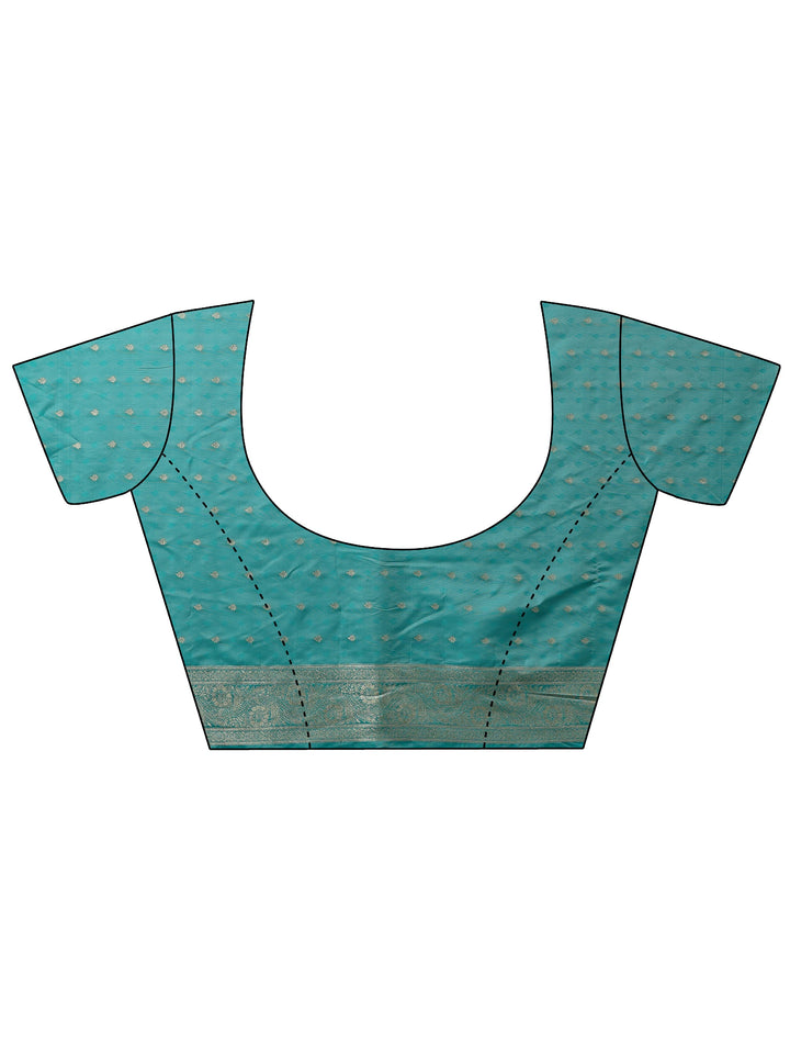 Blue Ethnic Motifs Woven Design Silk Blend Saree With Unstitched Blouse Piece