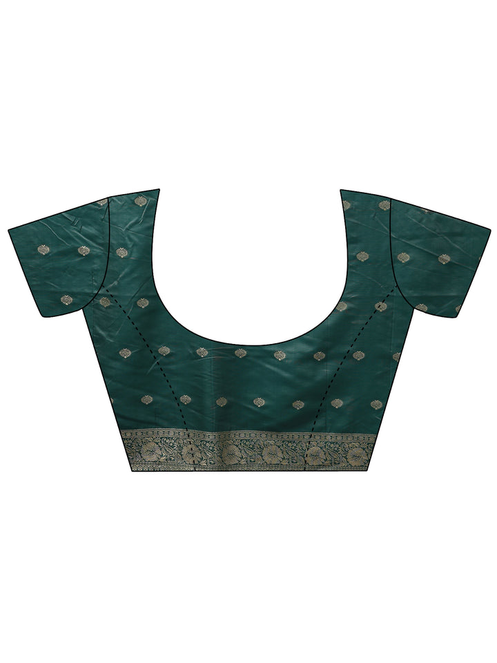 Green Floral Woven Design Silk Blend Saree With Unstitched Blouse Piece