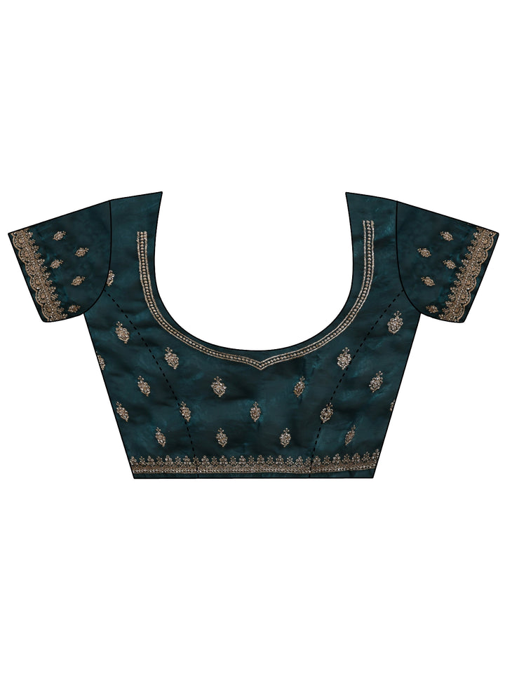Libas Art Navy Blue Embellished Tissue Saree With Unstitched Blouse Piece