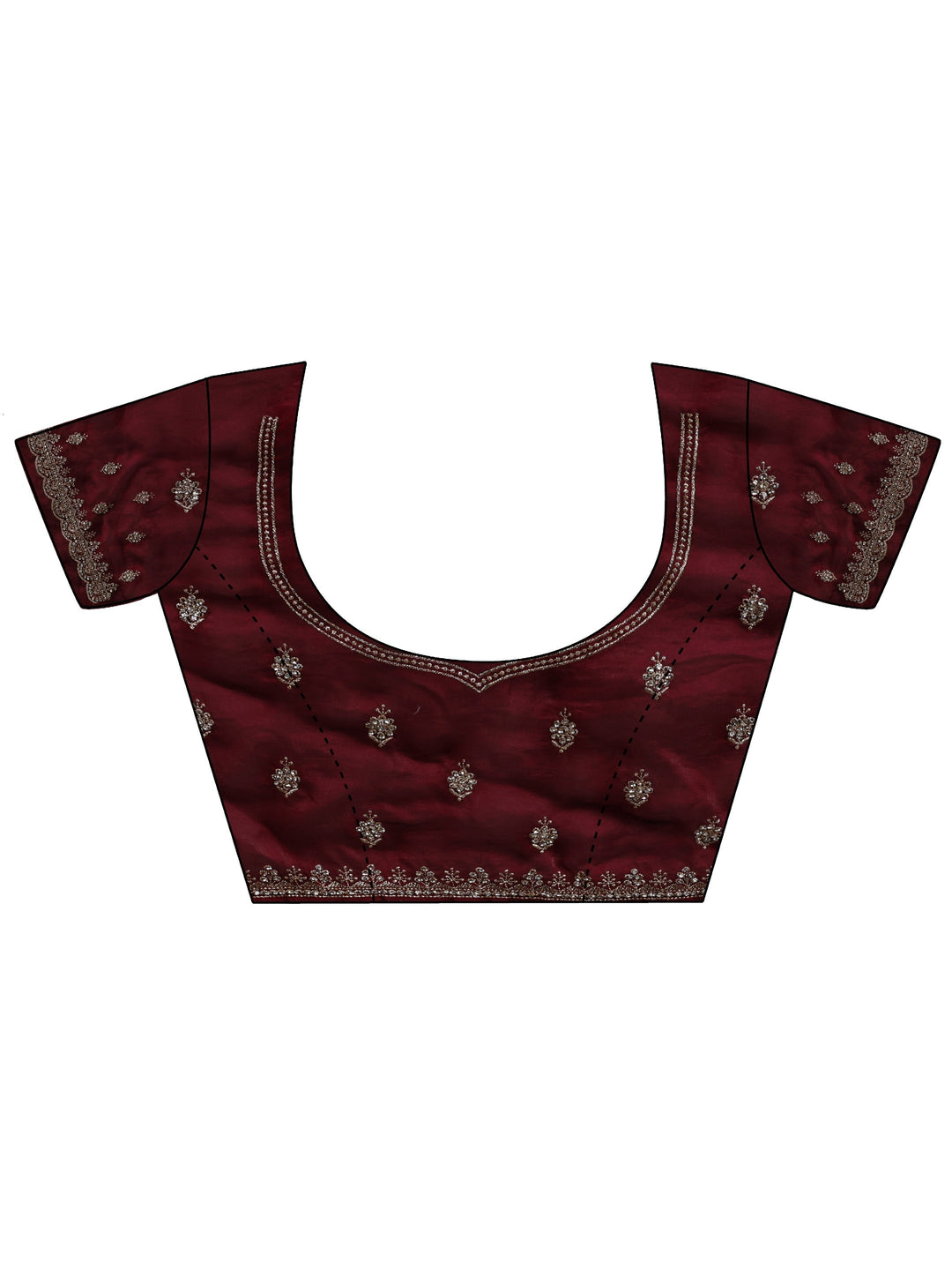 Libas Art Maroon Embellished Tissue Saree With Unstitched Blouse Piece