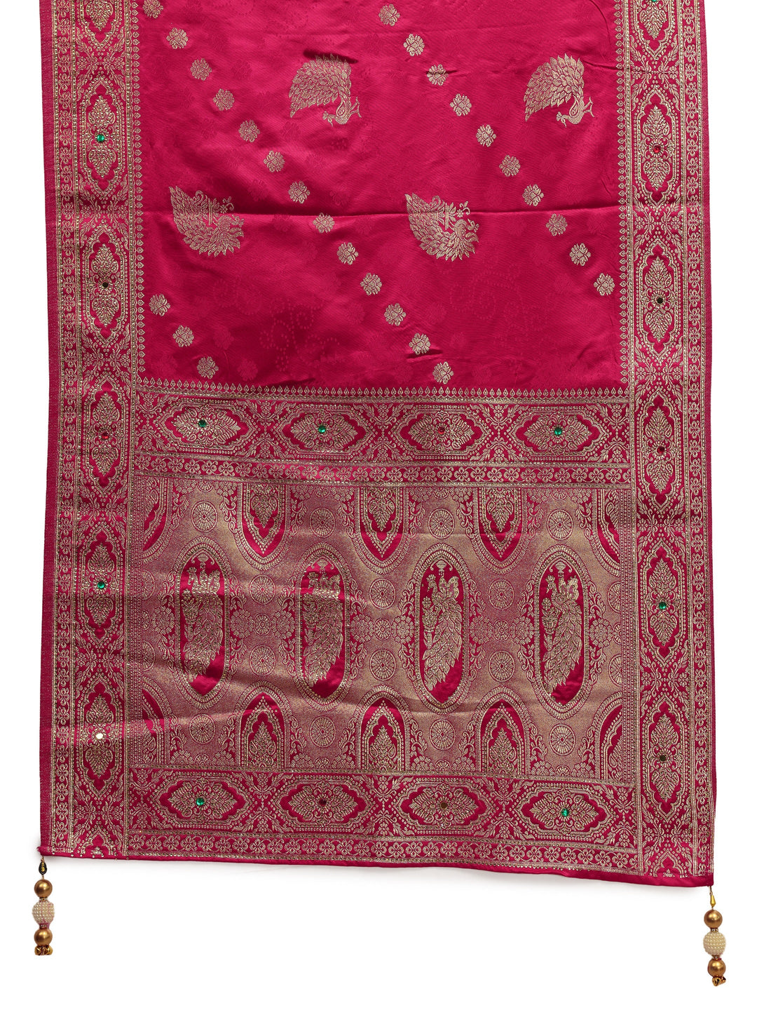 Libas Art Mustard Banarasi Satin Saree With Unstiched Blouse Piece And Dupatta