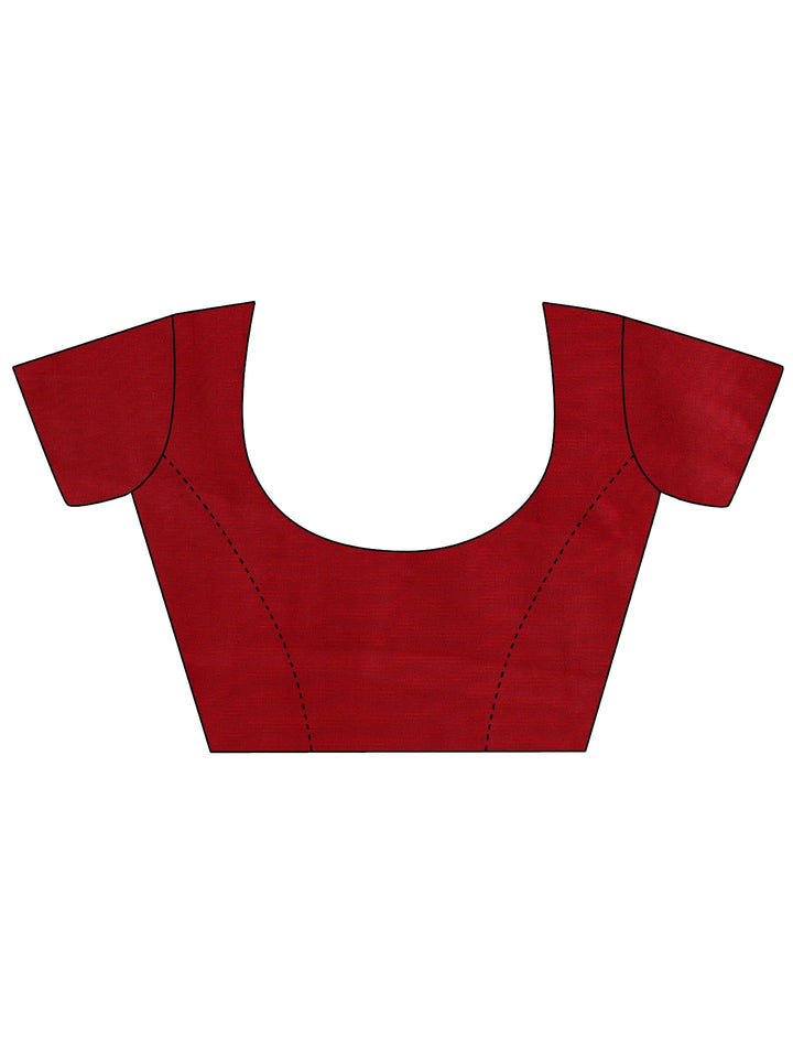 Libas Art Red Woven Design Satin Saree With Unstitched Blouse Piece