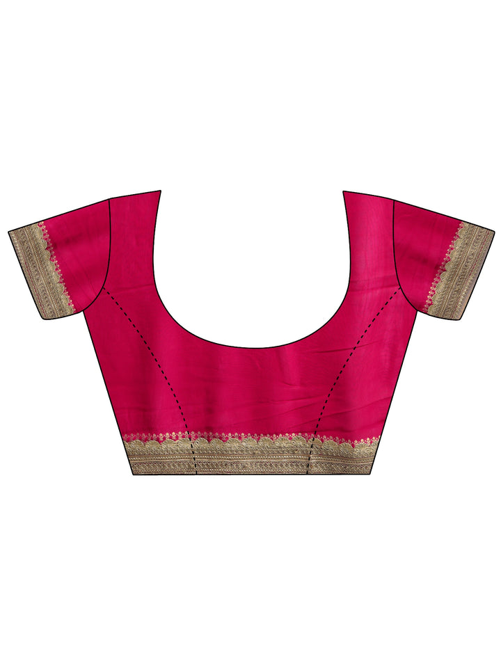 Libas Art Pink Woven Design Satin Saree With Unstitched Blouse Piece