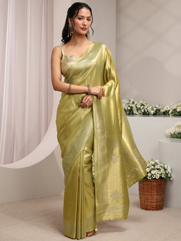 Green Ethnic Woven Design Silk Blend Saree With Unstitched Blouse Piece