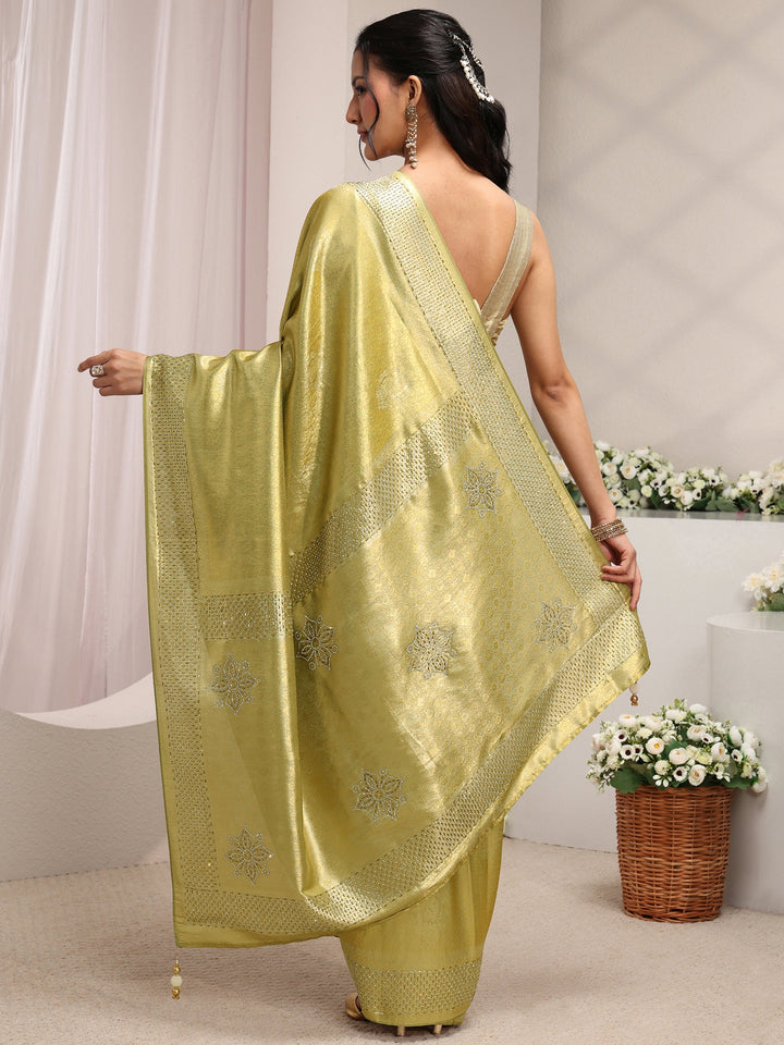 Green Ethnic Woven Design Silk Blend Saree With Unstitched Blouse Piece