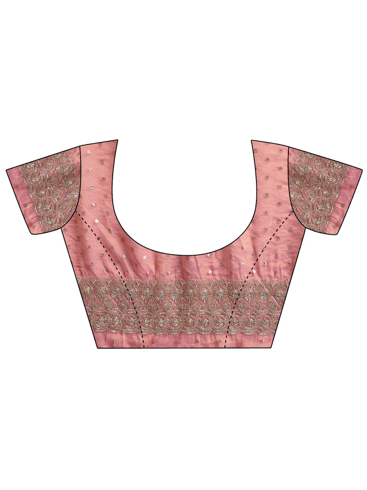 Beige Woven Design Tissue Saree With Unstitched Blouse Piece