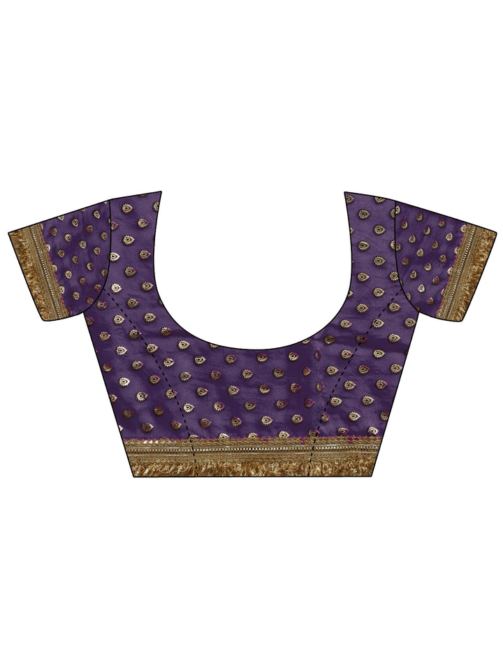 Purple Solid Chiffon Saree With Unstitched Blouse Piece