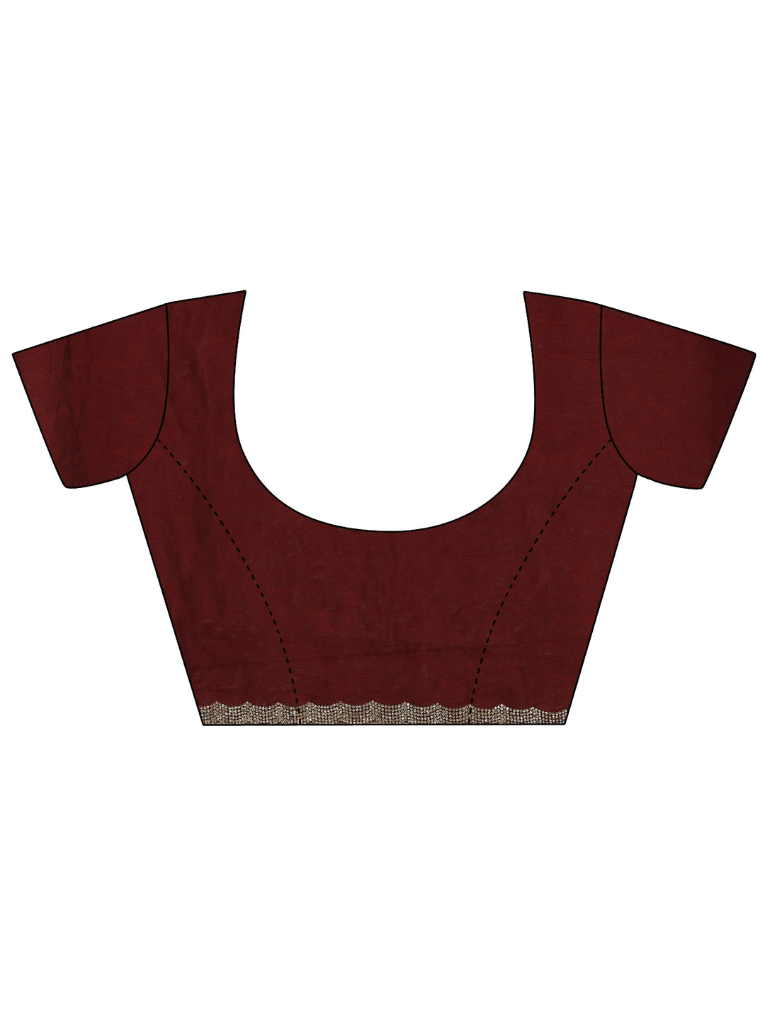 Maroon Striped Embellished Tissue Saree With Unstitched Blouse Piece