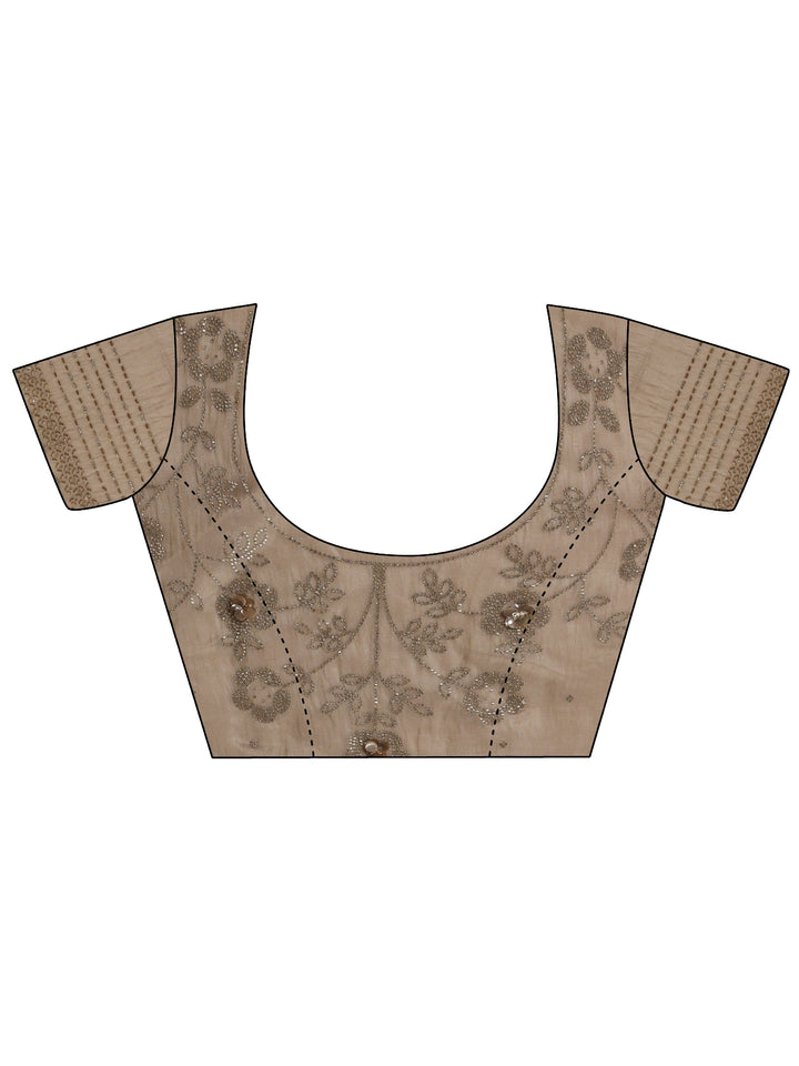 Libas Golden Embellished Tissue Saree With Unstiched Blouse Piece