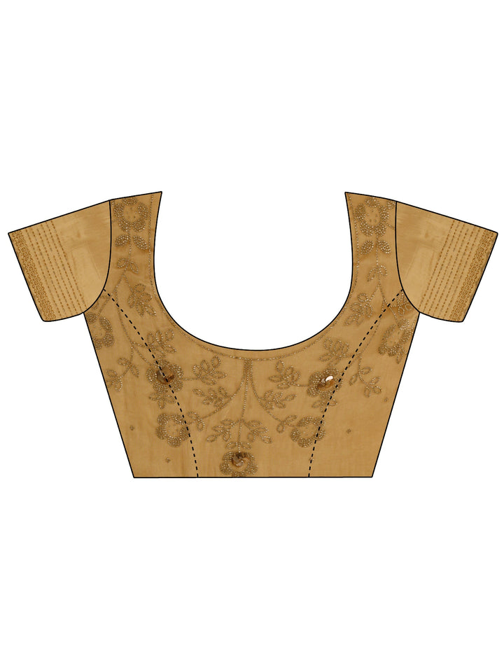 Libas Mustard Embellished Tissue Saree With Unstitched Blouse Piece