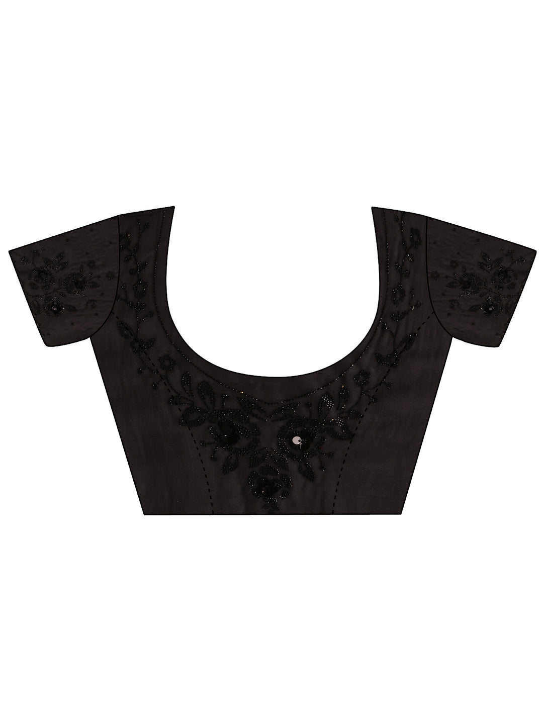 Libas Black Embellished Tissue Saree With Unstiched Blouse Piece