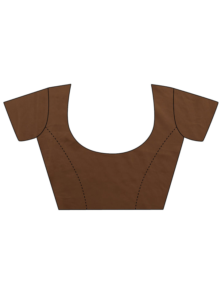 Brown Embellished Satin Saree With Unstitched Blouse Piece