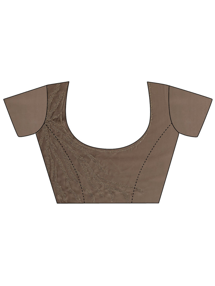 Libas Taupe Solid Satin Saree With Unstitched Blouse Piece