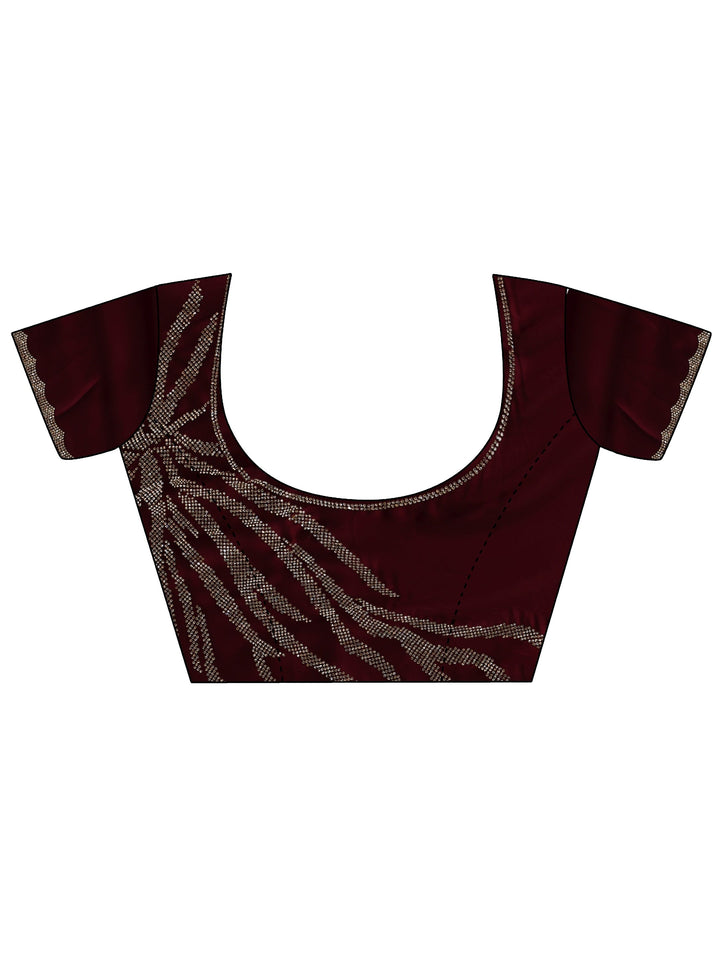 Libas Burgundy Silk Blend Saree With Unstiched Blouse Piece