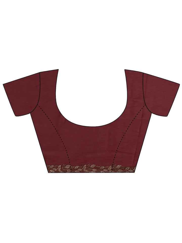 Libas Burgundy Embellished Border Georgette Saree With Unstitched Blouse Piece