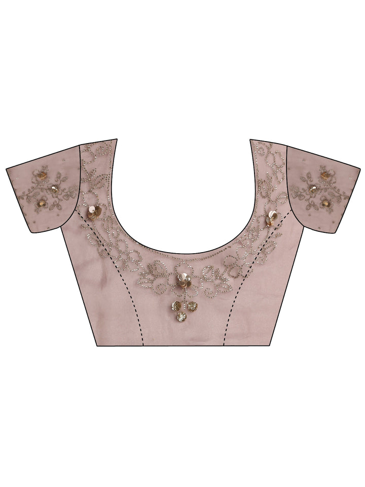 Libas Lavender Embellished Organza Saree With Unstiched Blouse Piece