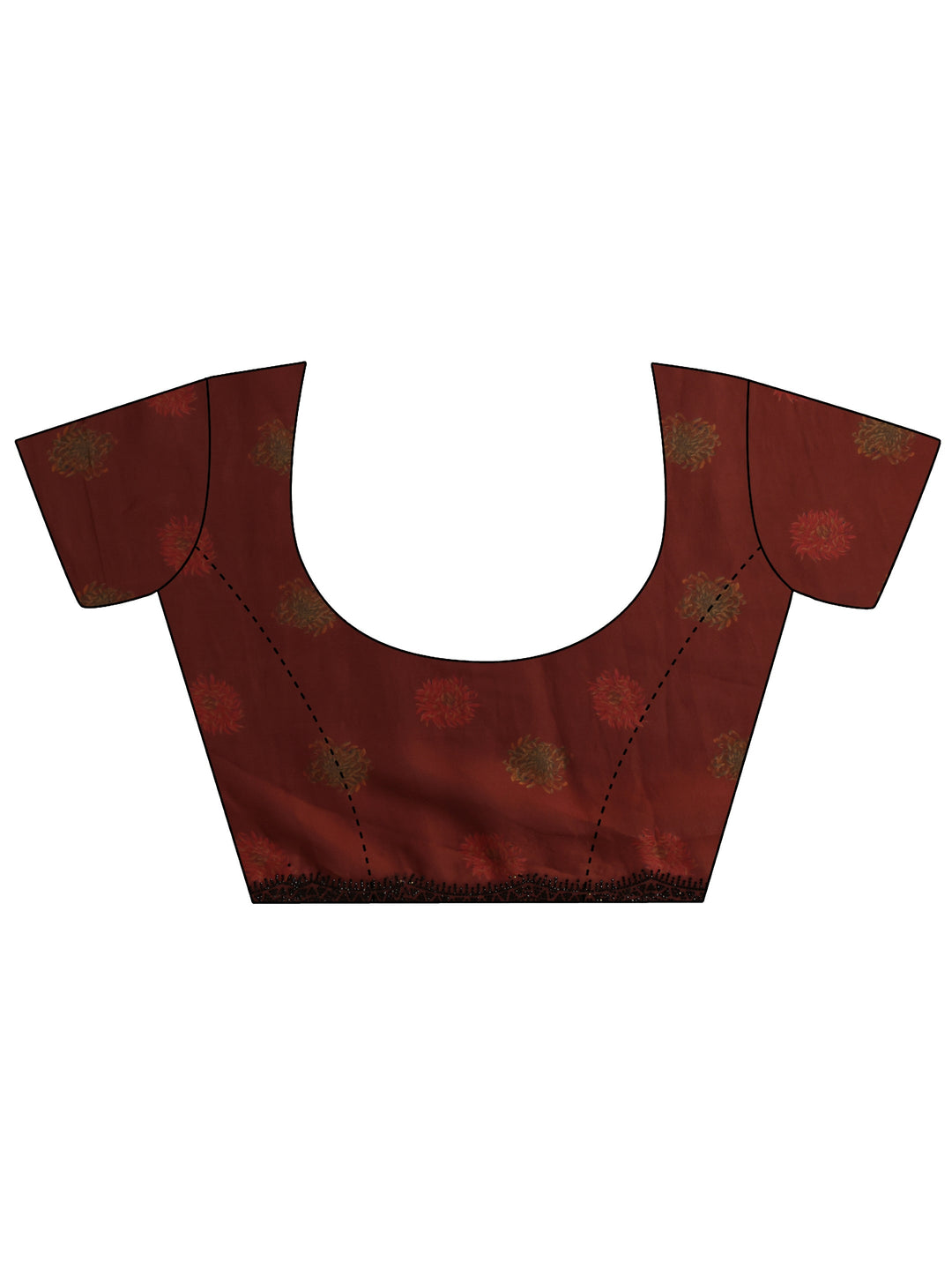 Libas Rust Floral Printed Satin Saree With Unstitched Blouse Piece