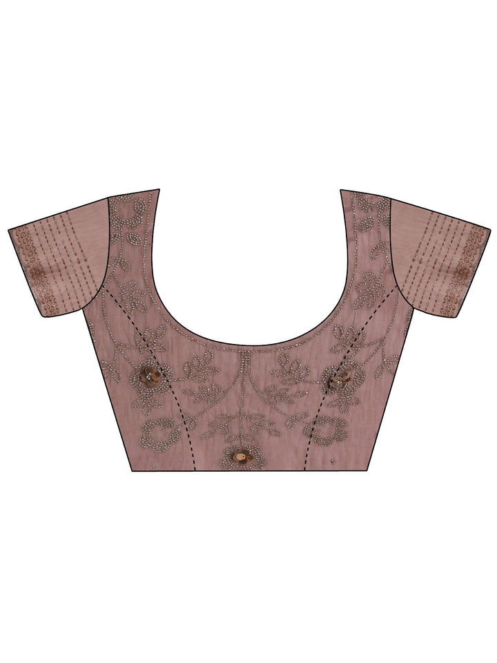 Libas Lavender Embellished Tissue Saree With Unstiched Blouse Piece