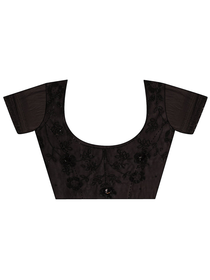 Libas Black Embellished Tissue Saree With Unstiched Blouse Piece