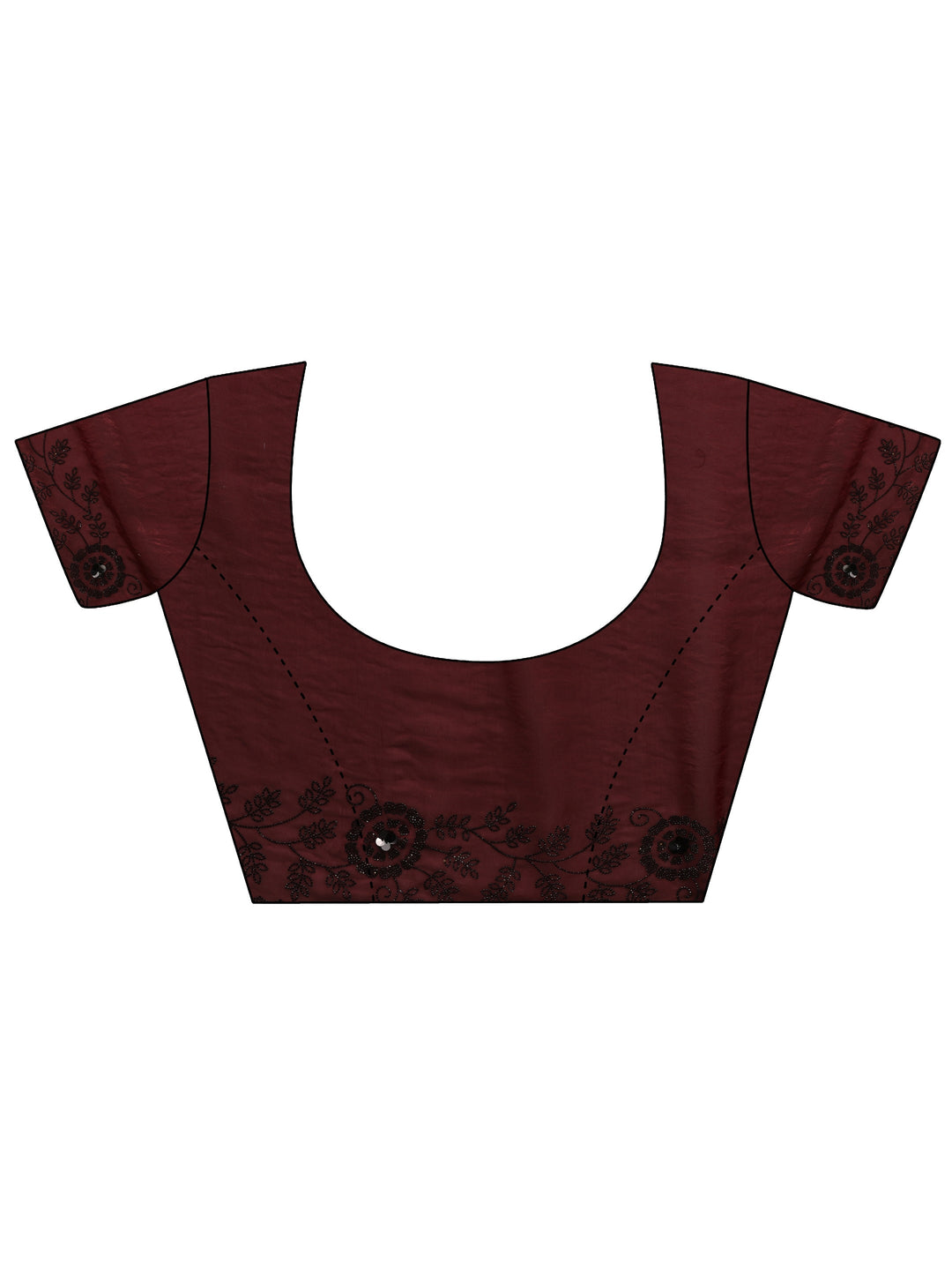 Libas Burgundy Embellished Tissue Saree With Unstiched Blouse Piece