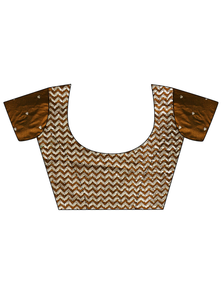 Gold Solid Chiffon Saree With Unstitched Blouse Piece And Waistbelt