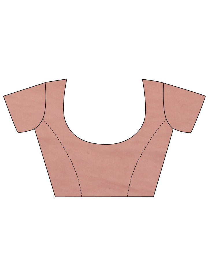 Pink Embellished Border Tissue Saree With Unstitched Blouse Piece