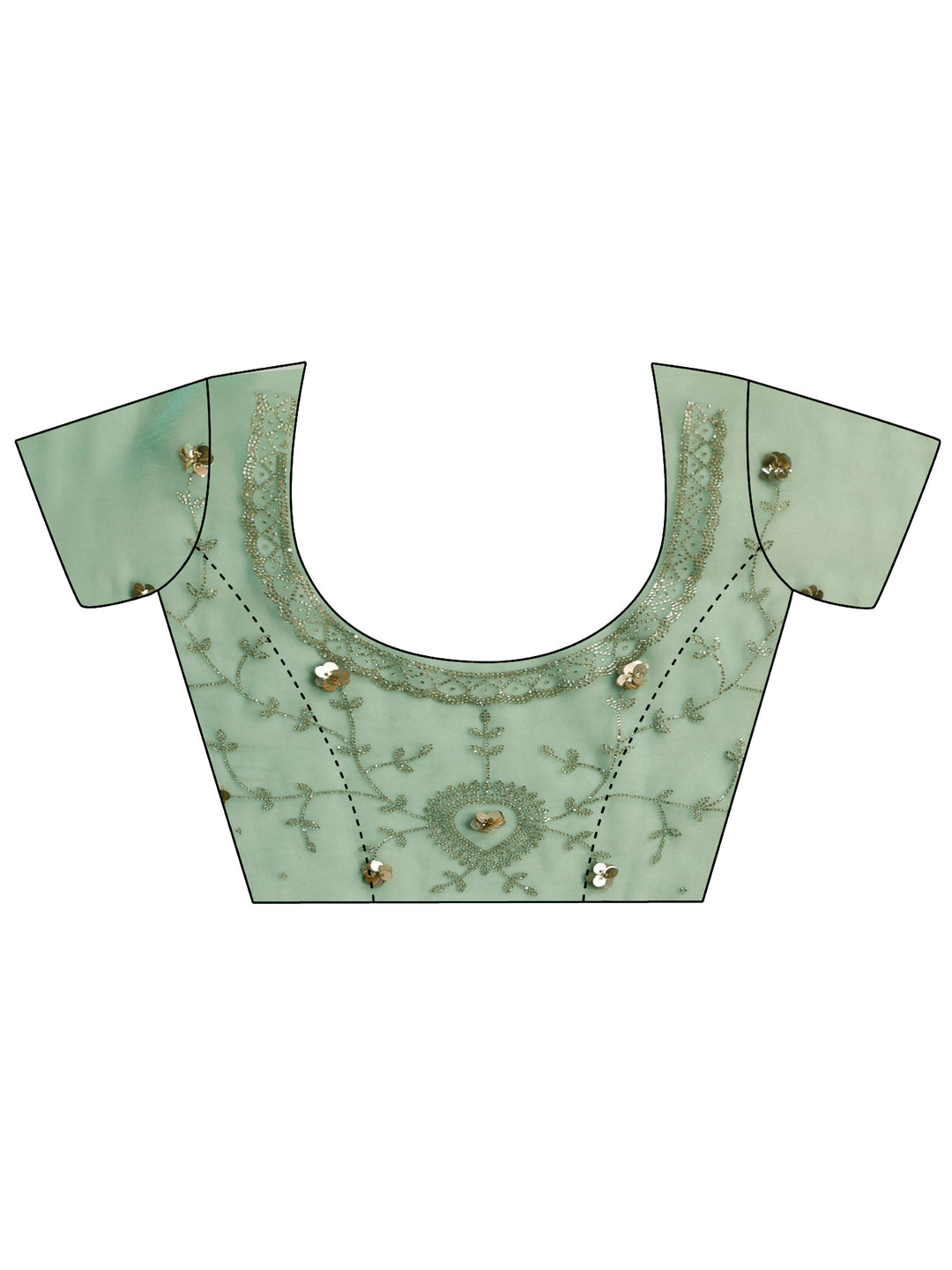 Green Embellished Border Ombre Tissue Saree With Unstitched Blouse Piece