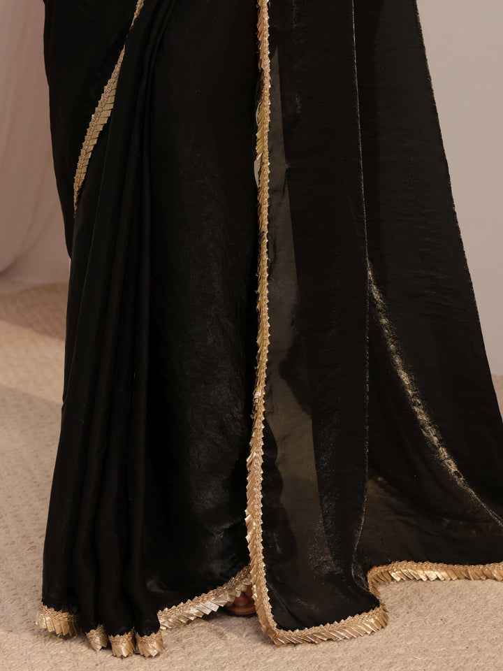 Black Tissue Saree With Unstiched Blouse Piece