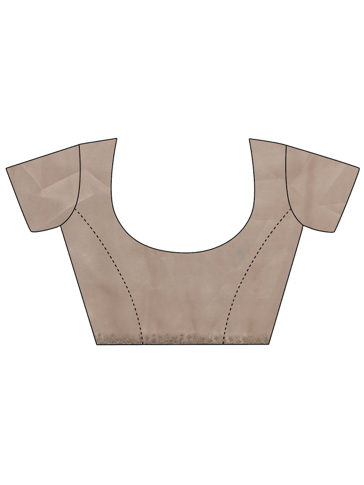 Libas Beige Embellished Tissue Saree  With Unstitched Blouse Piece