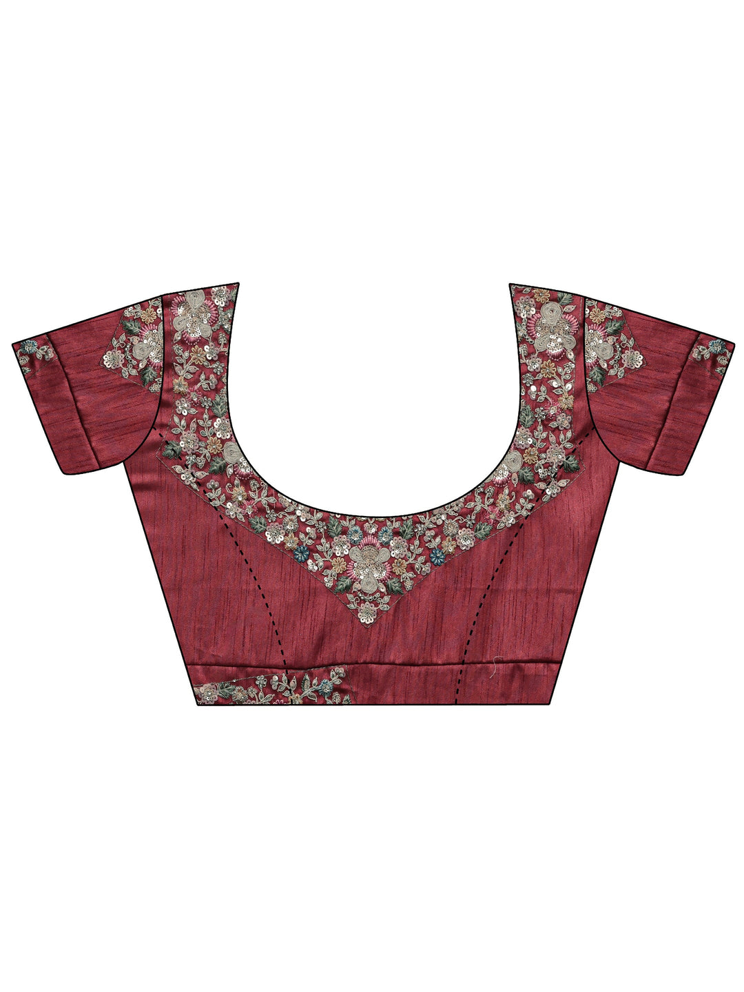 Libas Art Multi Floral Embroidered Tissue Saree With Unstitched Blouse Piece