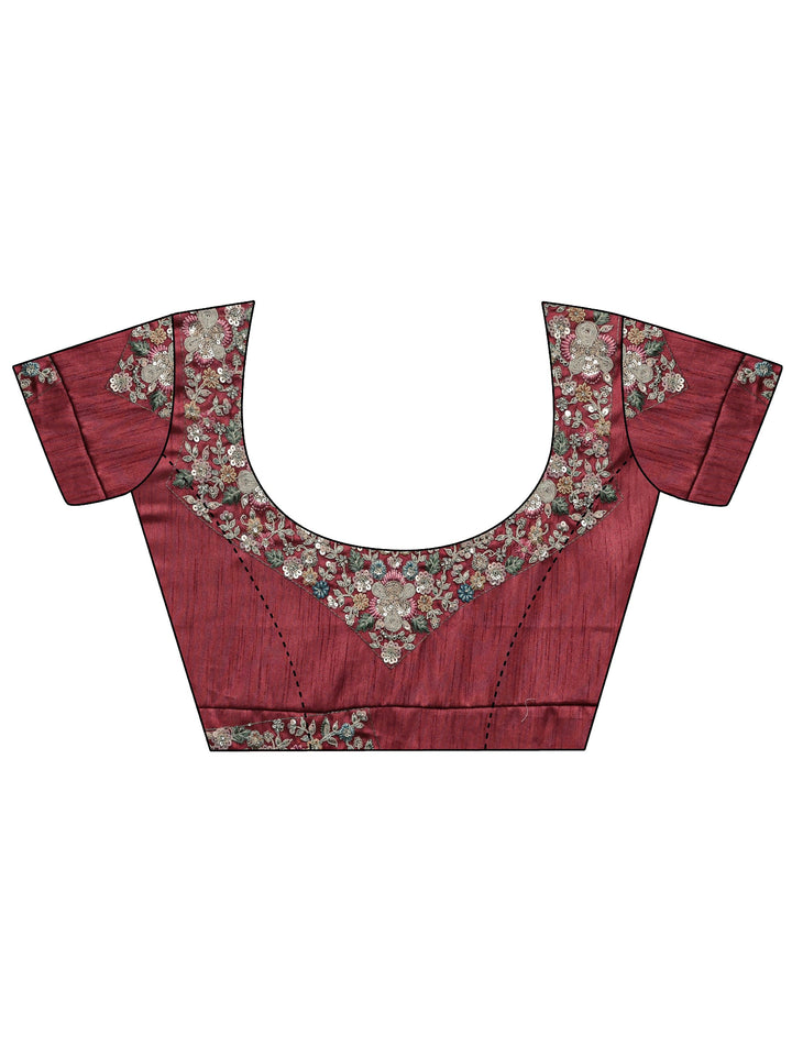 Libas Art Multi Floral Embroidered Tissue Saree With Unstitched Blouse Piece