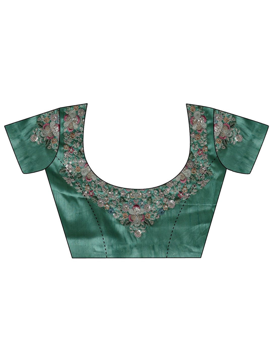 Libas Art Multi Floral Embroidered Tissue Saree With Unstitched Blouse Piece